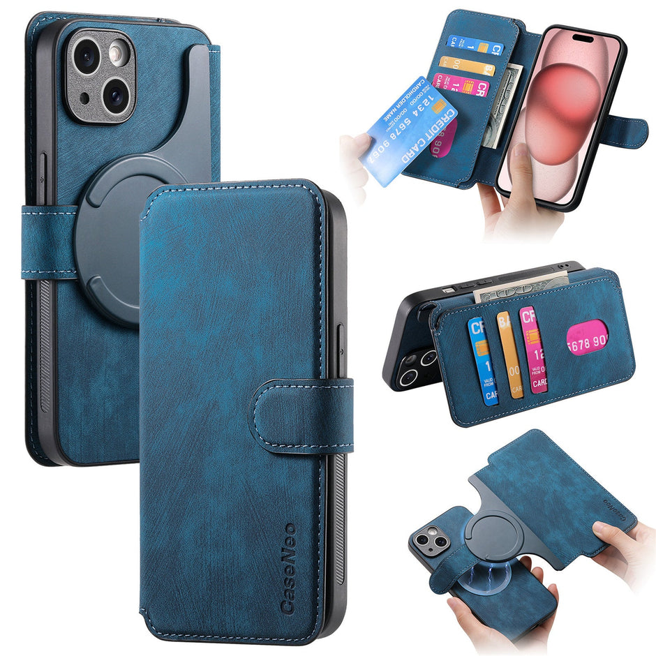 Detachable Tumbled Leather Flip Case for iPhone
