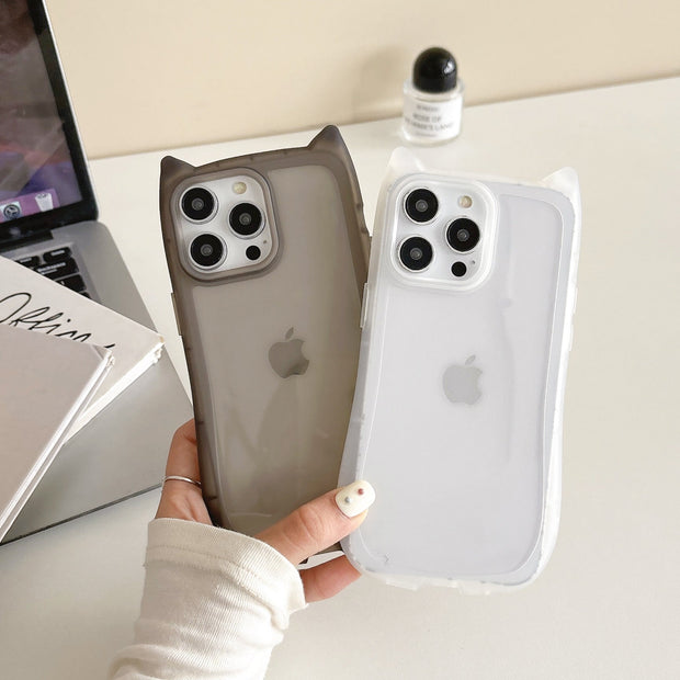 Cute Cat Ears Transparent Soft Case for iPhone