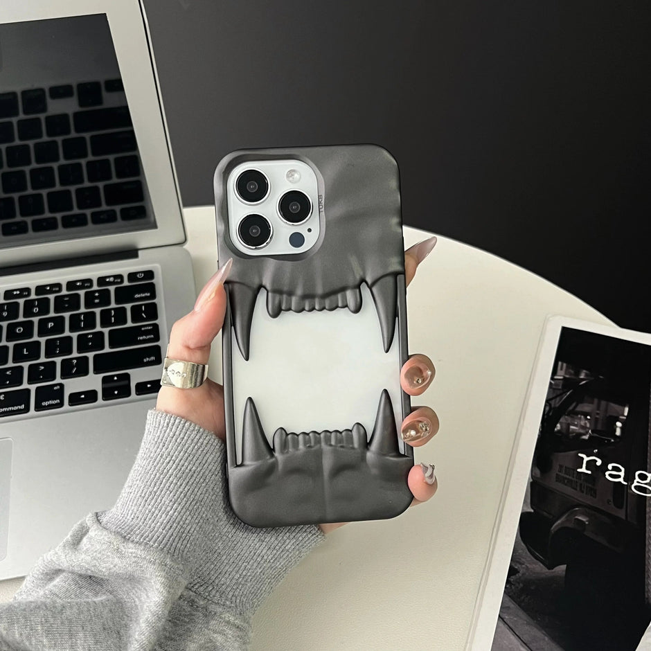 3D Pleated Hollow Tiger Tooth Matte Case For iPhone