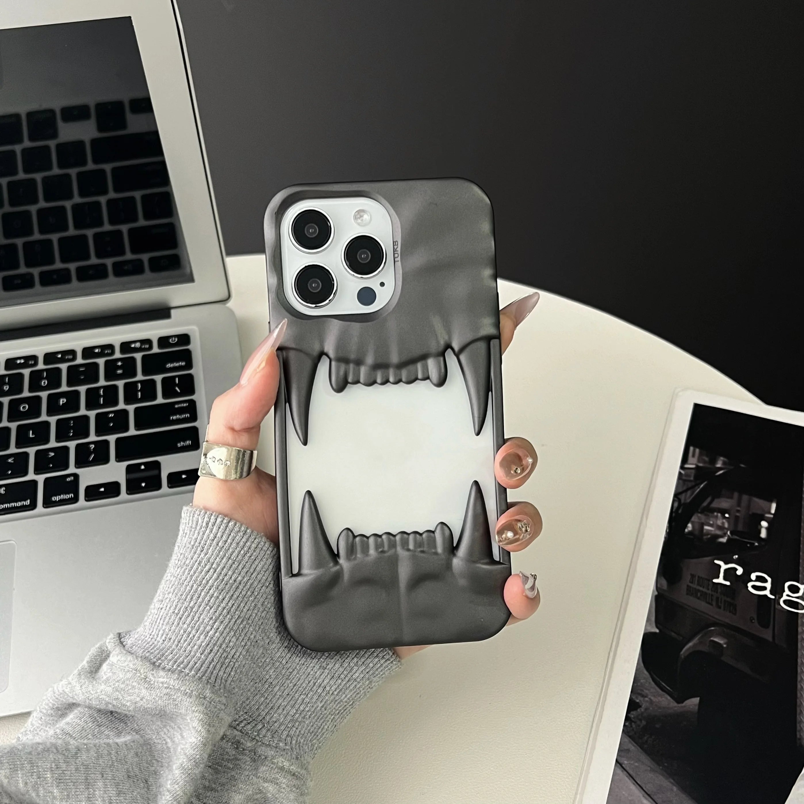 3D Pleated Hollow Tiger Tooth Matte Case For iPhone