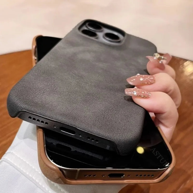 Tumbled Leather Half Dorder Case for iPhone