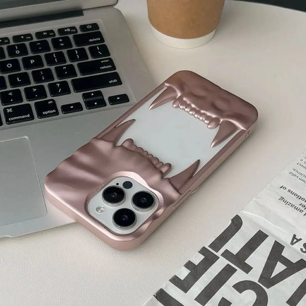 3D Pleated Hollow Tiger Tooth Matte Case For iPhone