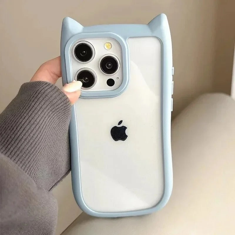 Cute Cat Ears Acrylic Clear Case for iPhone