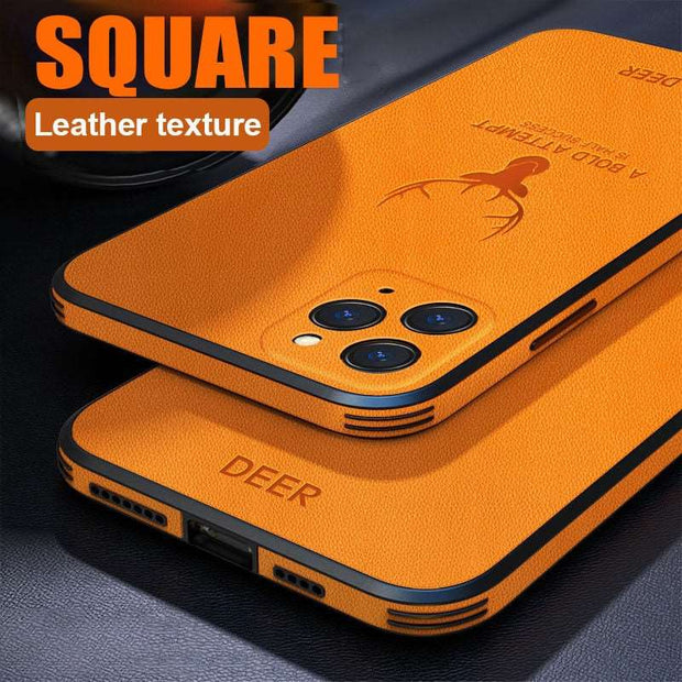 Square Leather Shockproof Case For iPhone