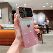 Gradient Glitter Love Heart Soft Case For iPhone