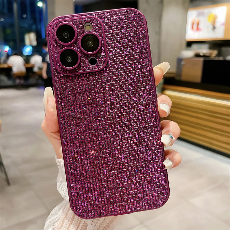 Lens Protection Glitter Rhinestone Case For iPhone