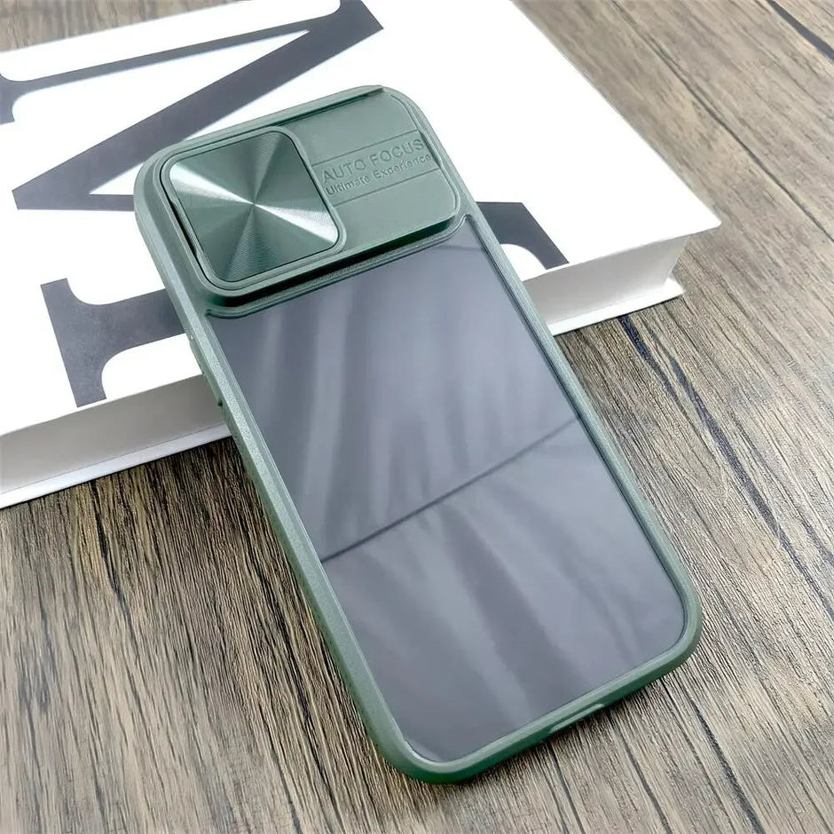 Camera Lens Slide Transparent Case For iPhone