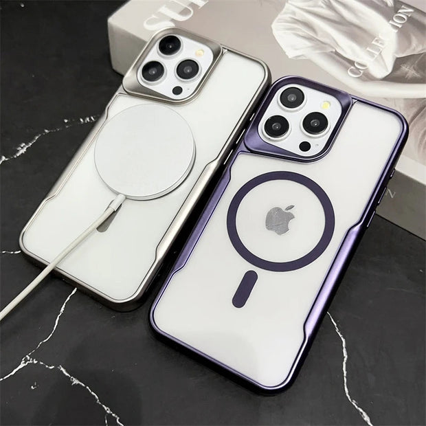 Coque souple transparente avec cadre plaqué pour iPhone 