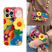 Crossbody Painting Daisy Silicone Case for iPhone