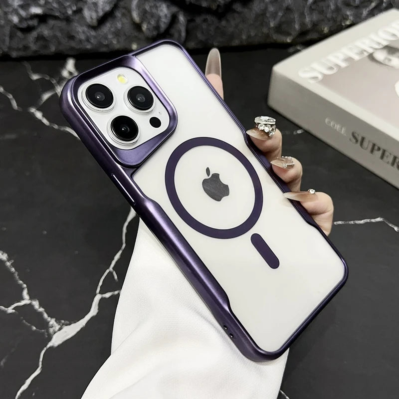 Coque souple transparente avec cadre plaqué pour iPhone 