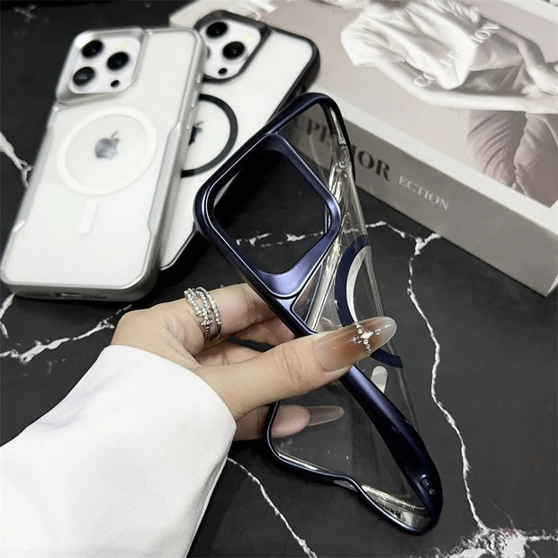 Coque souple transparente avec cadre plaqué pour iPhone 