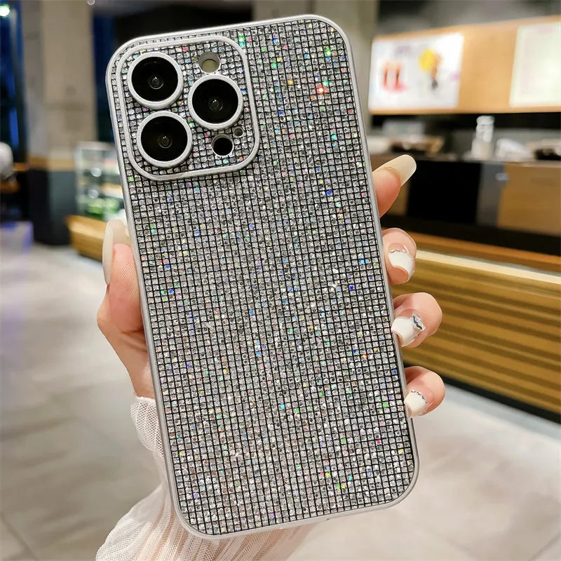 Lens Protection Glitter Rhinestone Case For iPhone