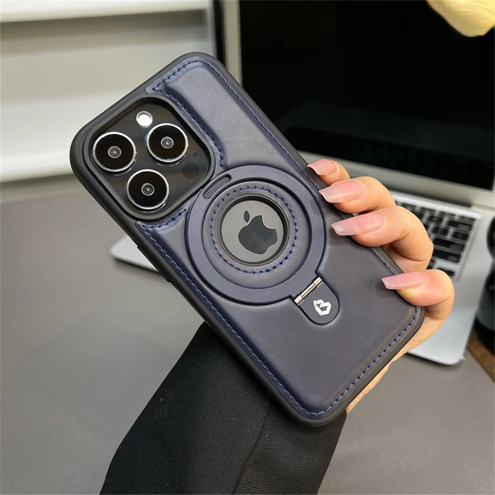 Holder Stand Leather Case for iPhone