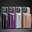 Étui portefeuille 2 en 1 en cuir pailleté pour iPhone