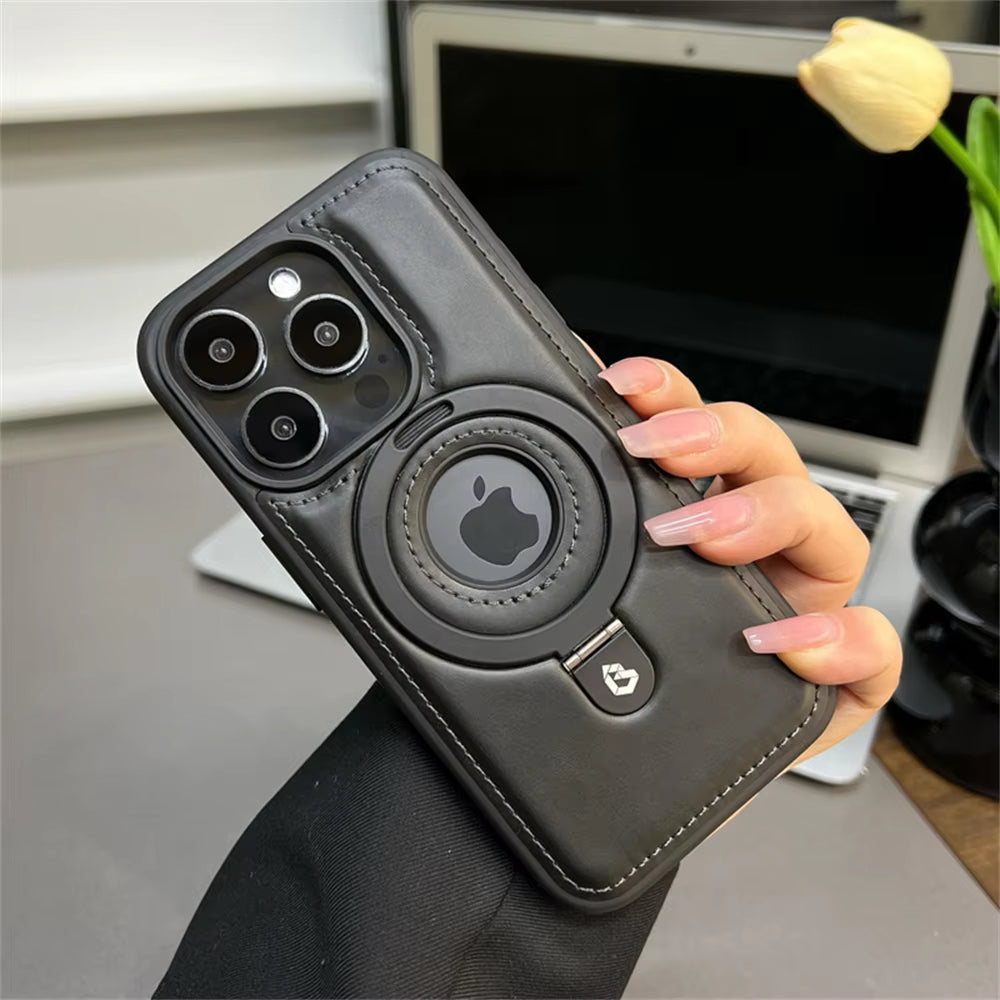 Holder Stand Leather Case for iPhone