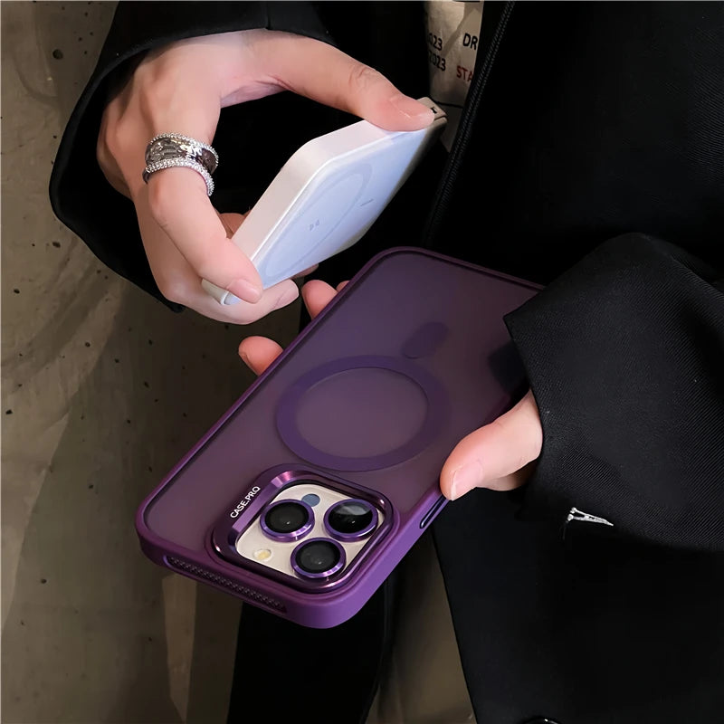 Étui mat avec support d'objectif pour iPhone 