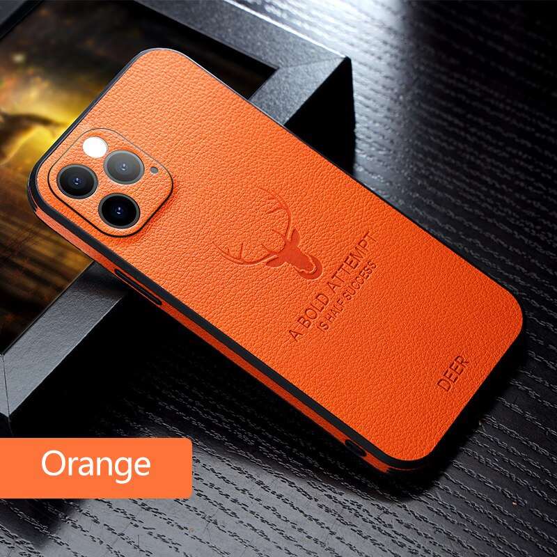 Square Leather Shockproof Case For iPhone
