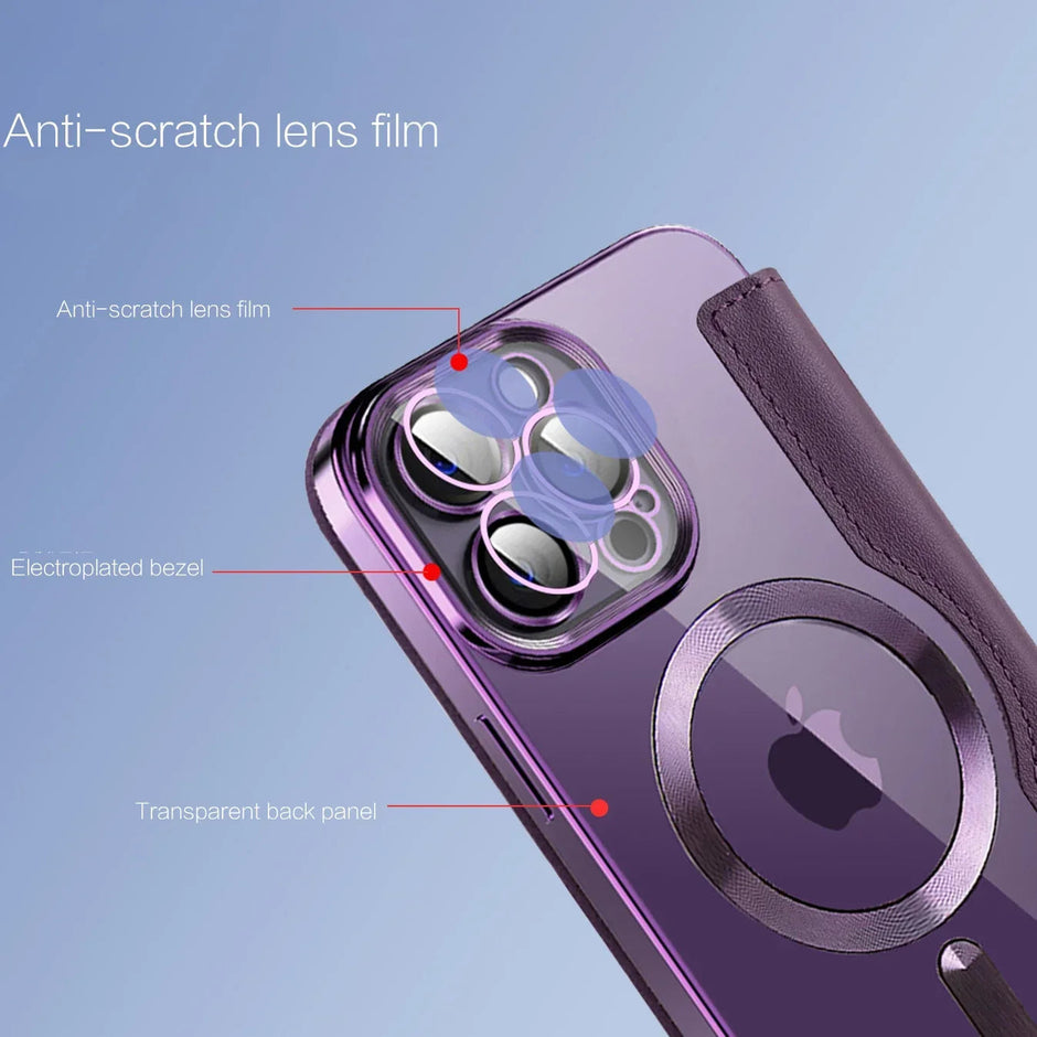 Electroplated Flip Leather Case for iPhone
