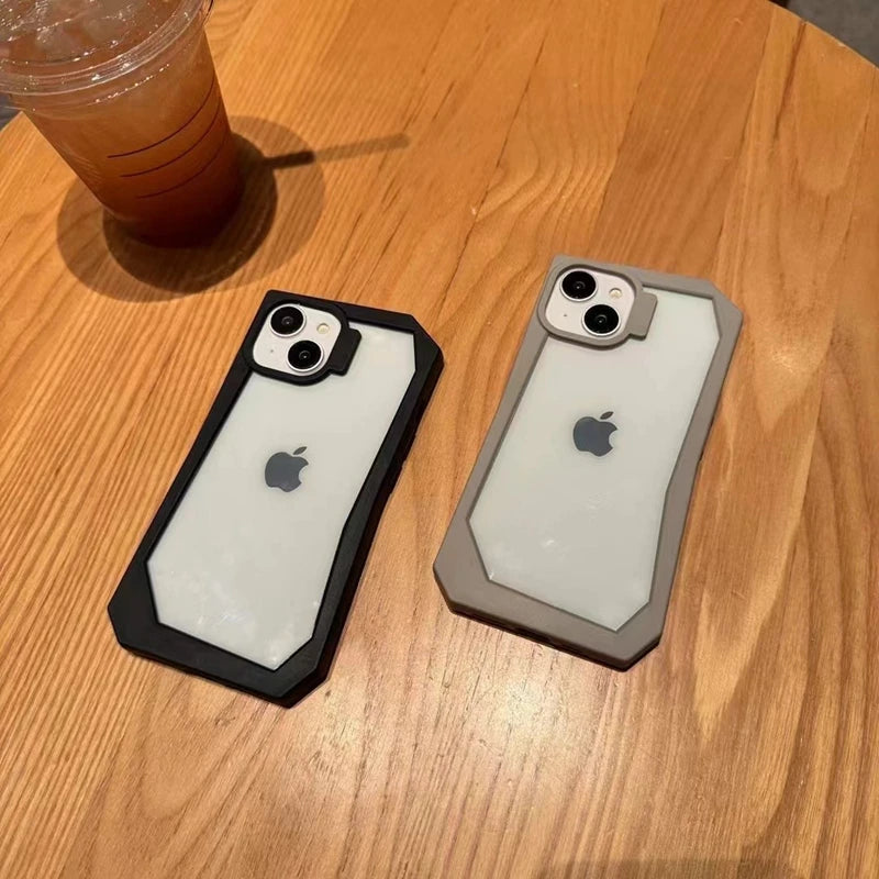 Coque rigide transparente irrégulière pour iPhone 
