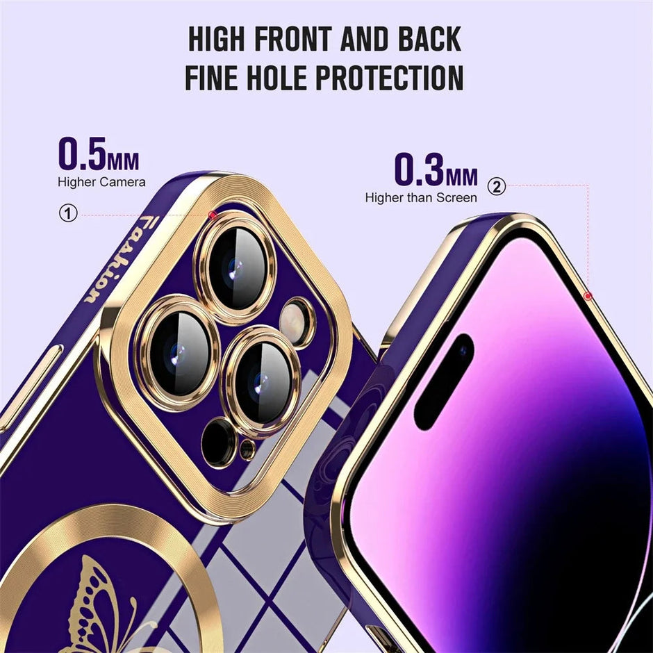 Coque souple plaquée papillon pour iPhone 