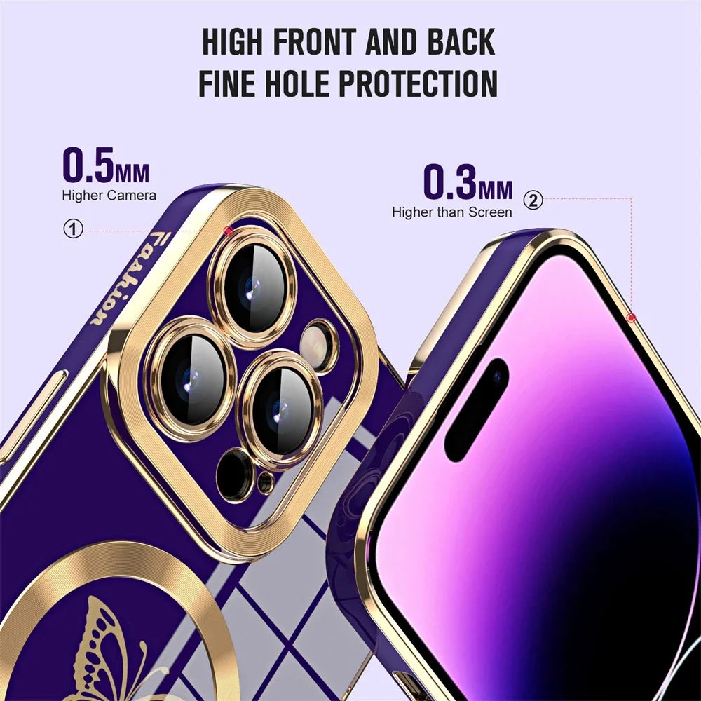 Coque souple plaquée papillon pour iPhone 