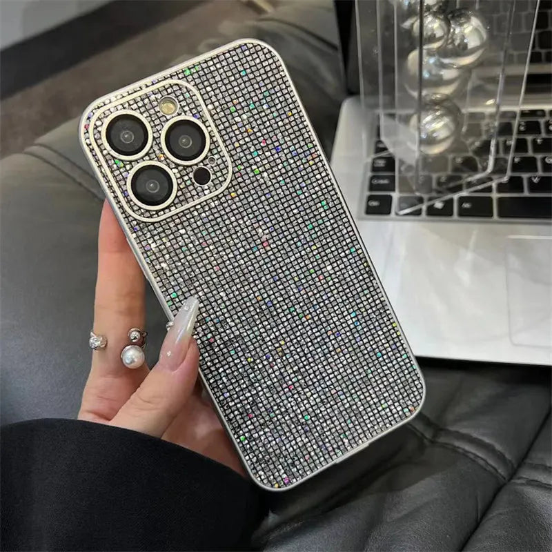 Lens Protection Glitter Rhinestone Case For iPhone