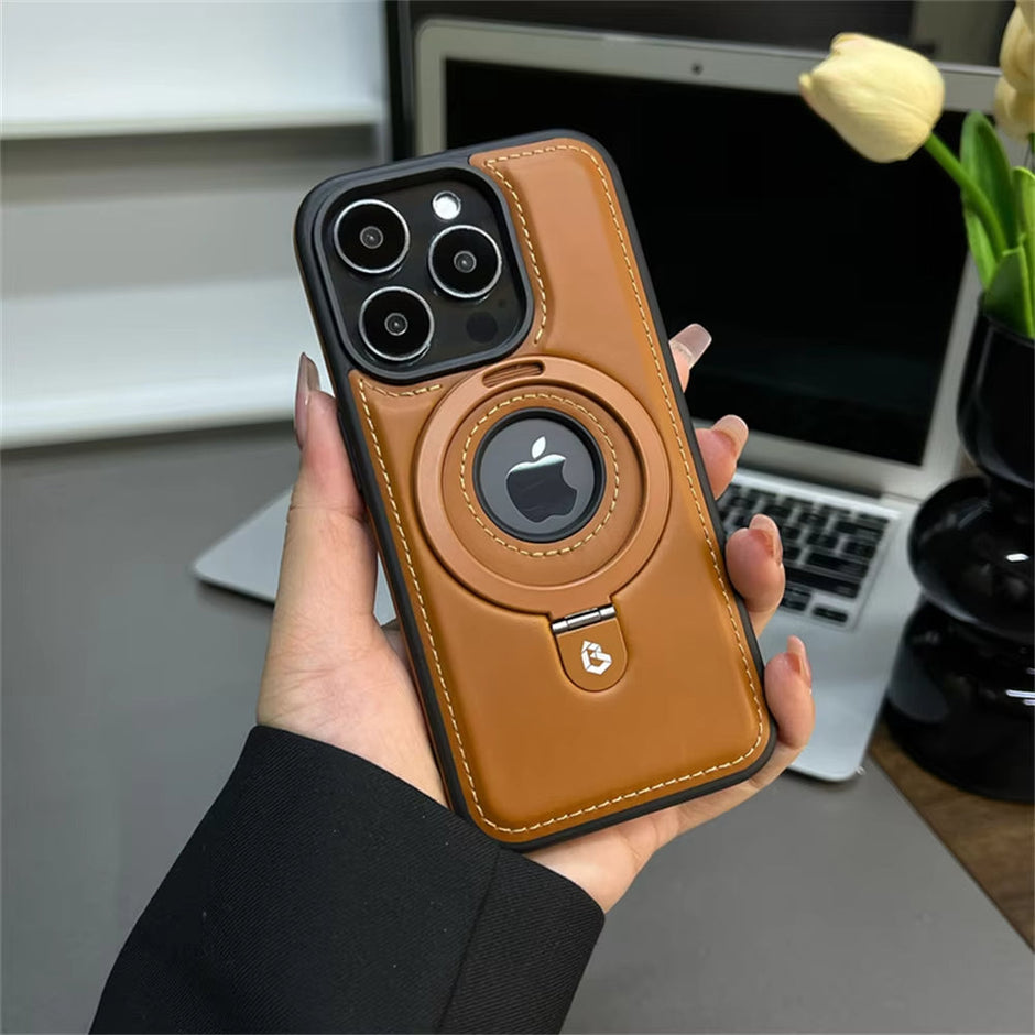 Holder Stand Leather Case for iPhone