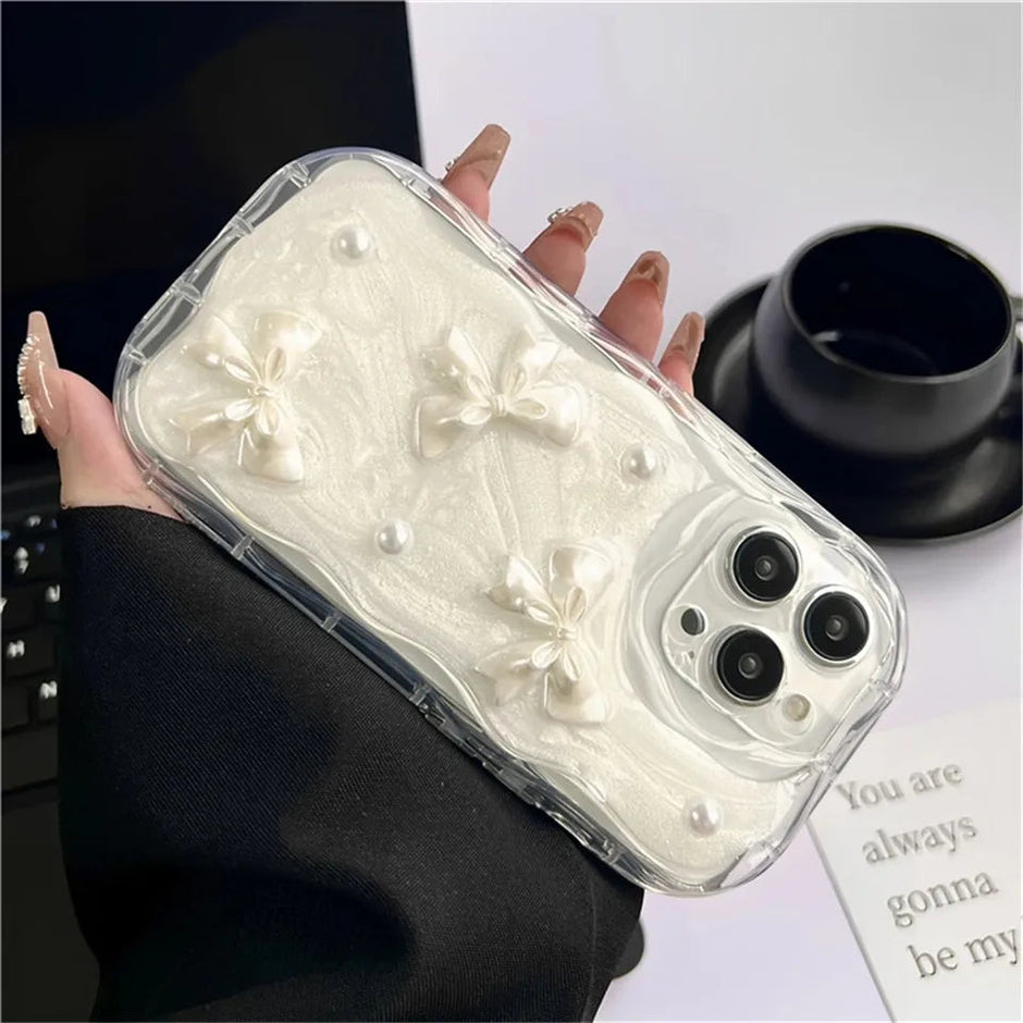 Cute 3D Bow Pearl Case For iPhone