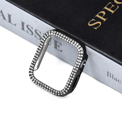 Rhinestone Case Cover With Tempered Glass