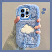 Étui brodé en peluche avec protection d'objectif pour iPhone 