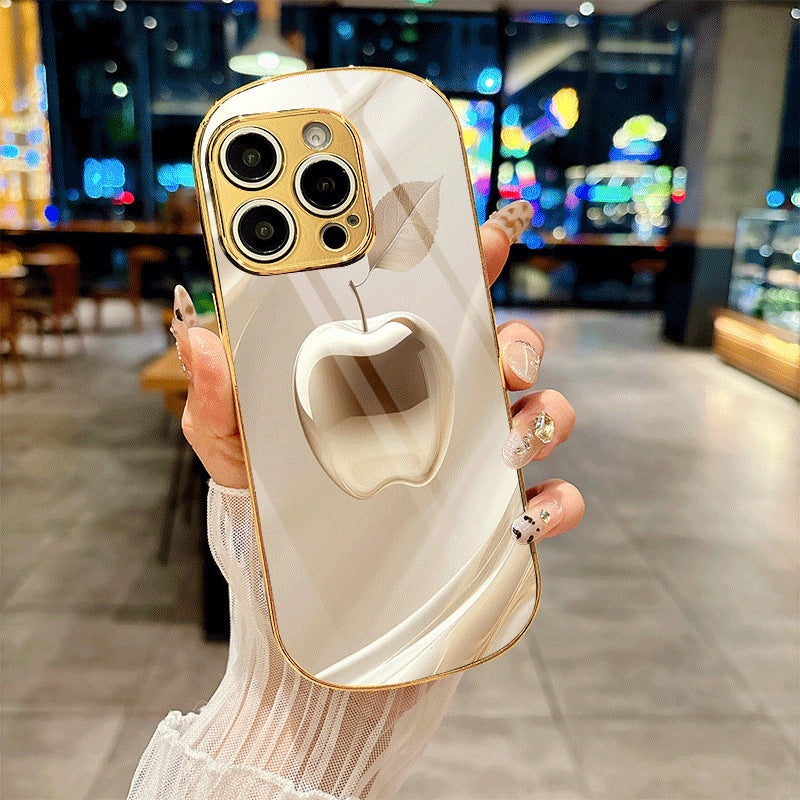 Coque rigide ovale à motif pomme pour iPhone 