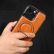 Étui en cuir avec anneau magnétique pour iPhone 