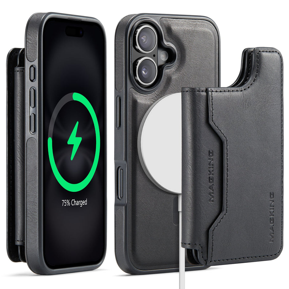 2 in 1 Magnetic Leather Wallet Case for iPhone