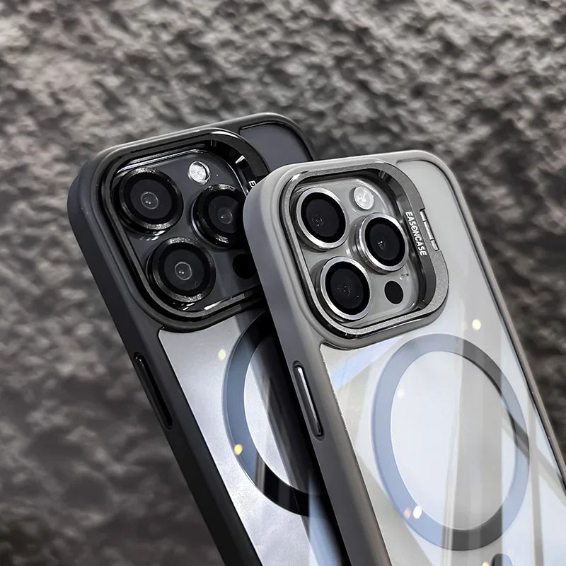 Lens Stand Transparent Case For iPhone