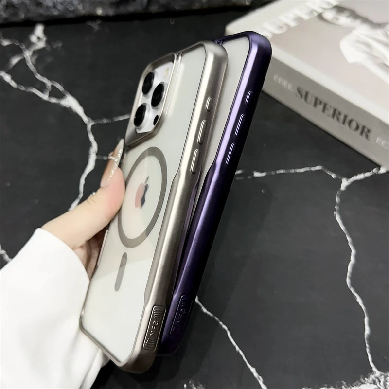 Coque souple transparente avec cadre plaqué pour iPhone 