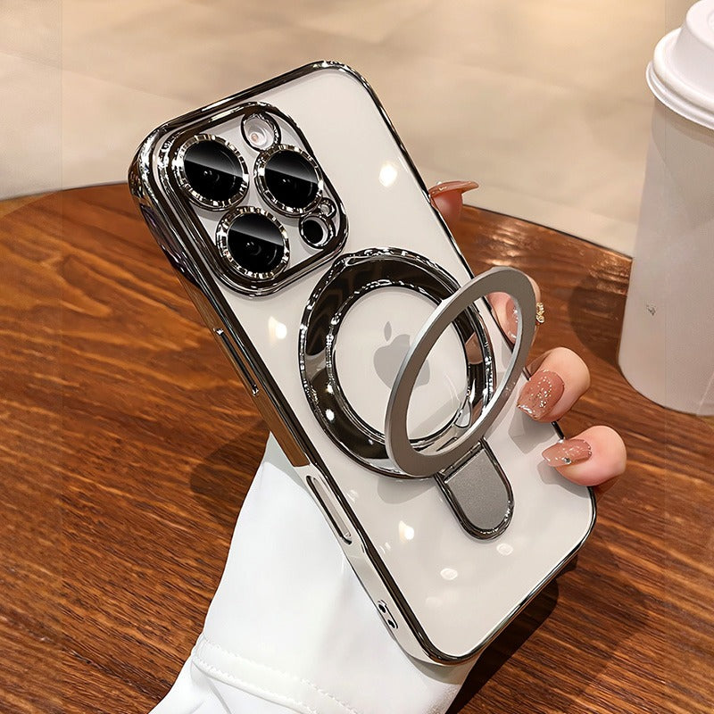 Coque transparente avec support de placage pour iPhone 