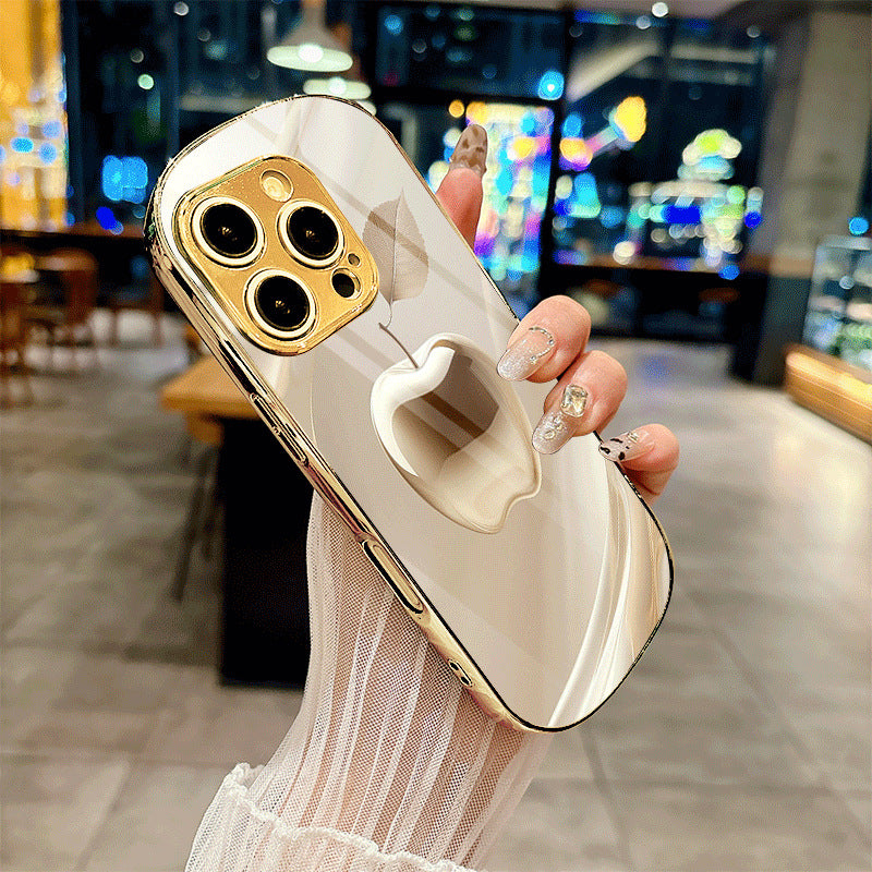 Coque rigide ovale à motif pomme pour iPhone 