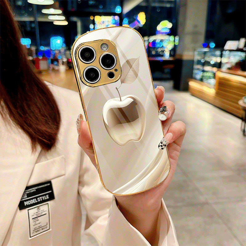 Coque rigide ovale à motif pomme pour iPhone 