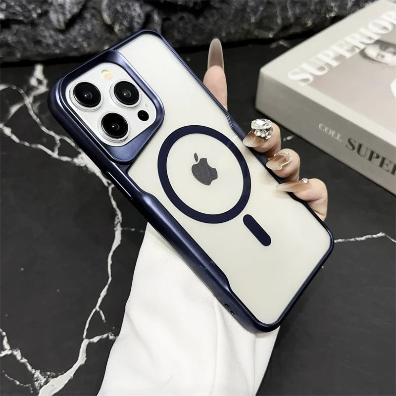 Coque souple transparente avec cadre plaqué pour iPhone 