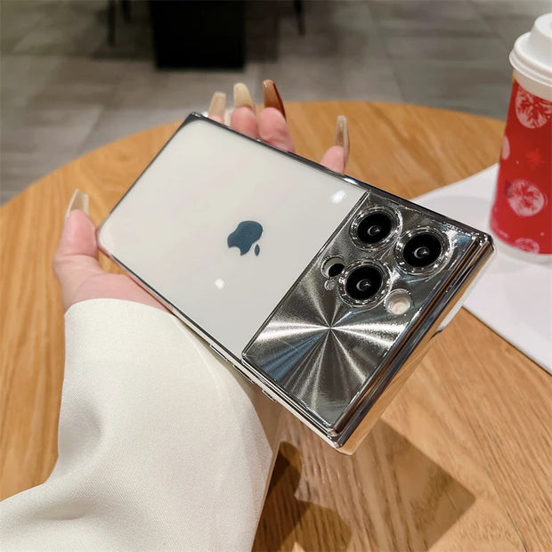Electroplated Transparent Square Case For iPhone