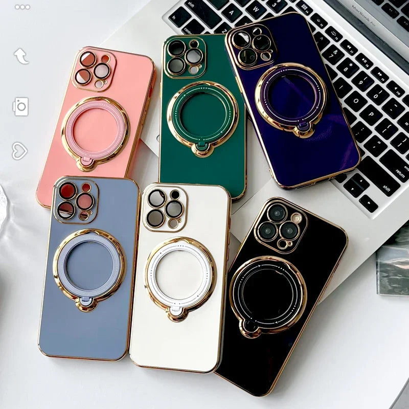 Étui en silicone plaqué avec support pour iPhone 