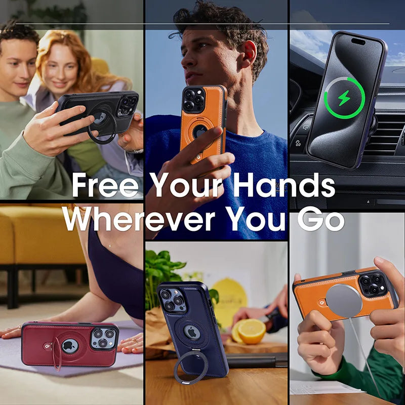 Holder Stand Leather Case for iPhone