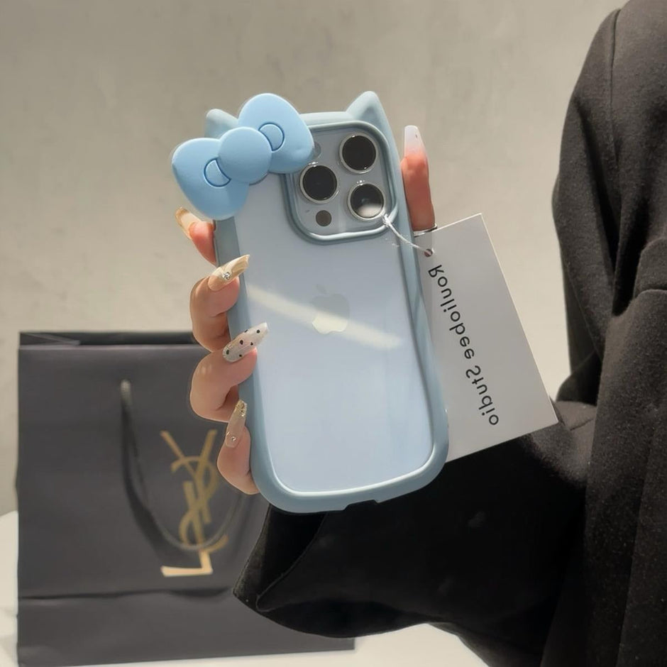 Bow Tie Cat Ears Transparent Case for iPhone