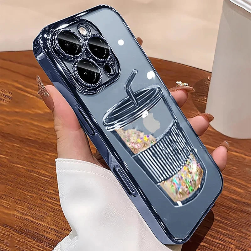 Plating Quicksand Cup Soft Case for iPhone