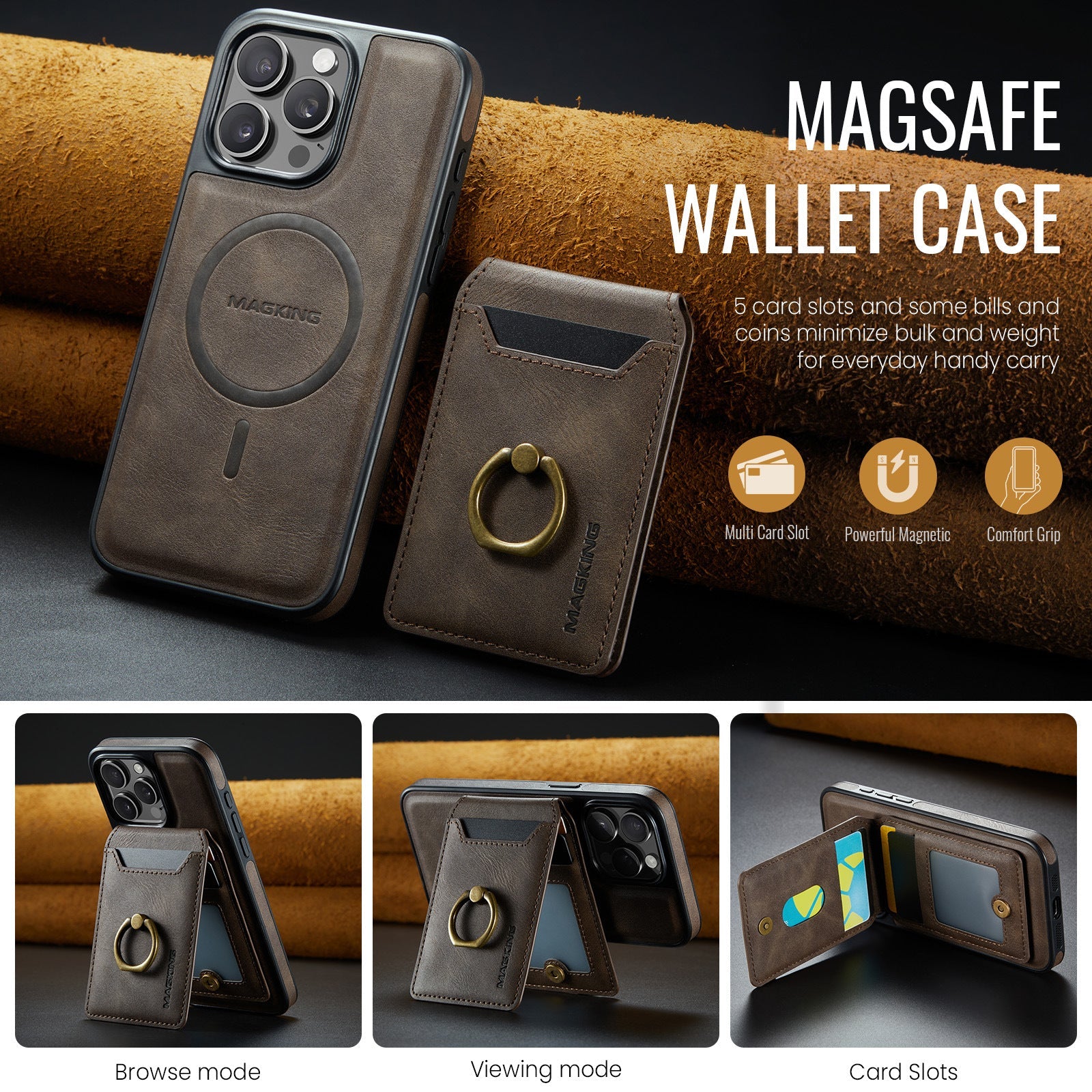 Detachable Magnetic Wallet Case for iPhone