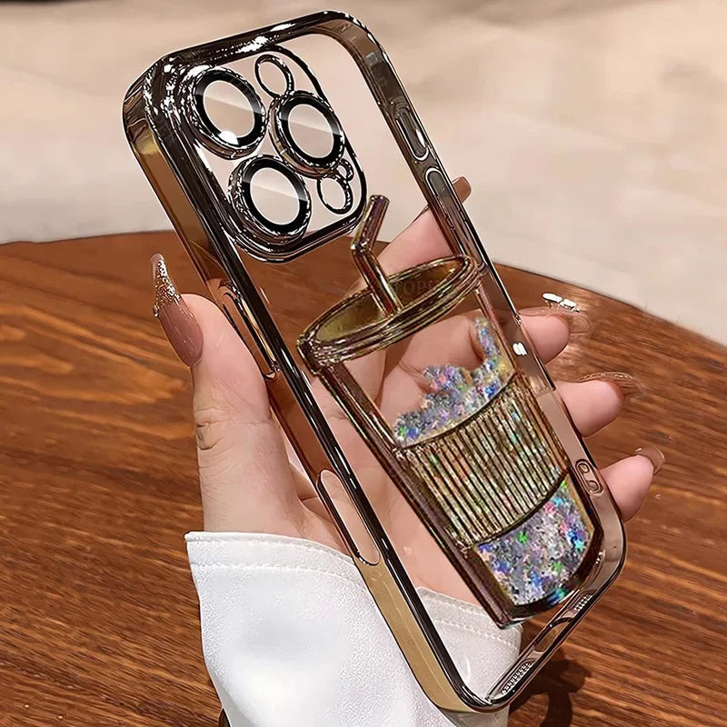 Plating Quicksand Cup Soft Case for iPhone