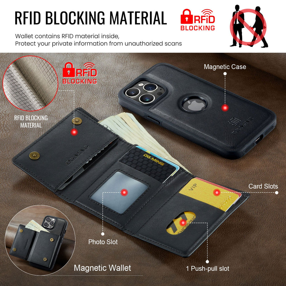 2 in 1 Detachable Magnetic Wallet Case for iPhone