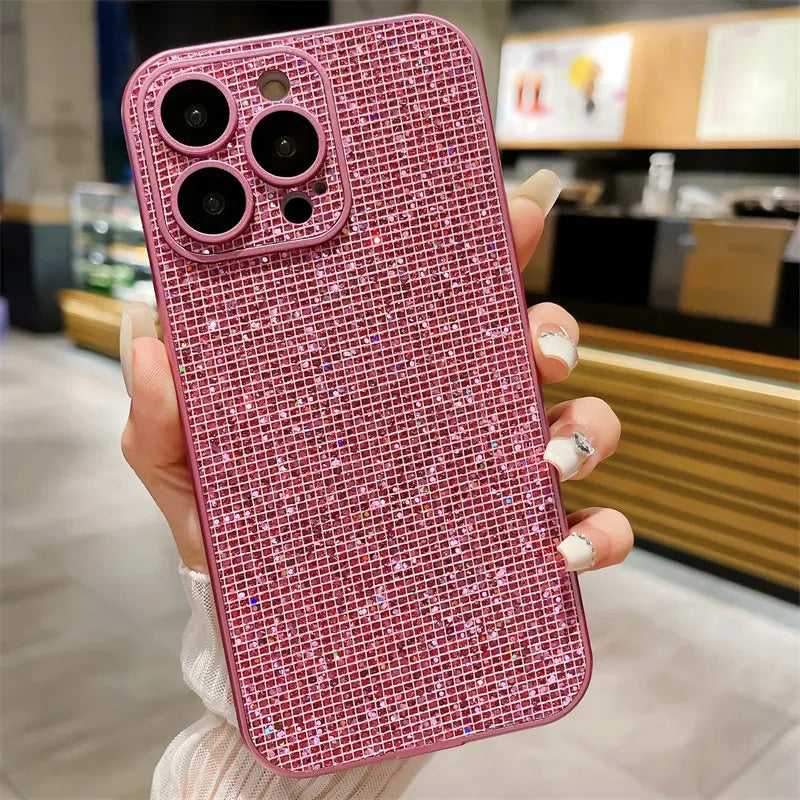 Lens Protection Glitter Rhinestone Case For iPhone