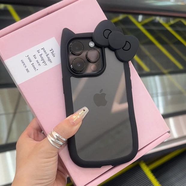 Bow Tie Cat Ears Transparent Case for iPhone