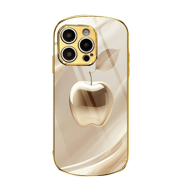 Coque rigide ovale à motif pomme pour iPhone 